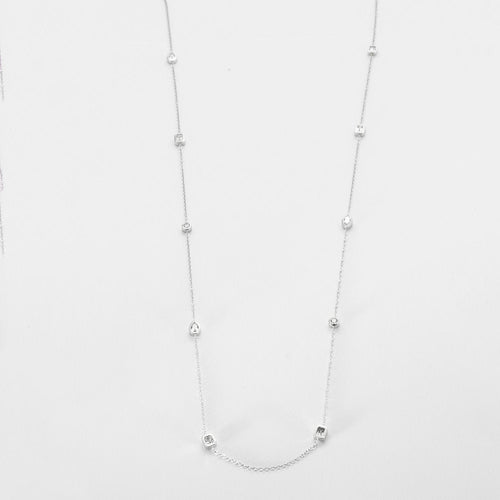 Collier Collier or blanc chaine alternée de diamants 58 Facettes 3674