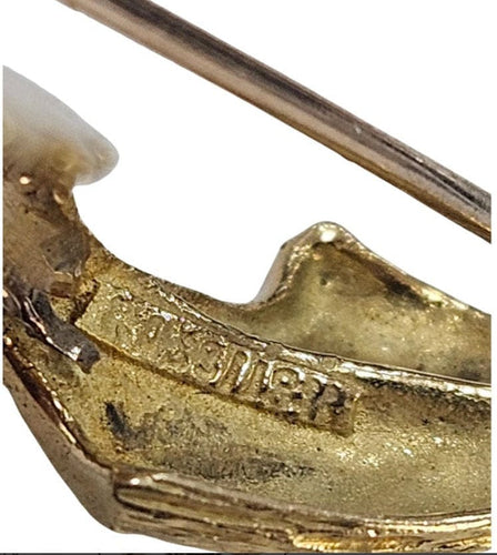 Broche Broche plume Masriera, années 1950, or jaune et blanc, diamants 58 Facettes E26