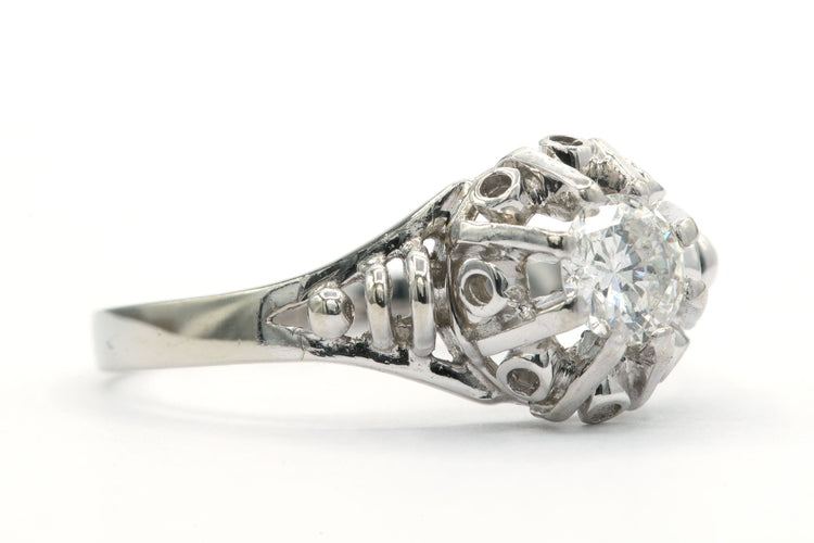 Bague 54 Bague contemporaine en or blanc sertie d'un diamant 58 Facettes B423