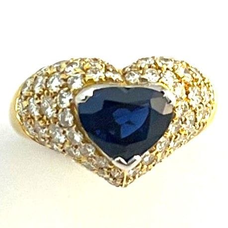 Bague 53 KUTCHINSKY bague or jaune saphir taille cœur de 2,49 carats 58 Facettes 248274