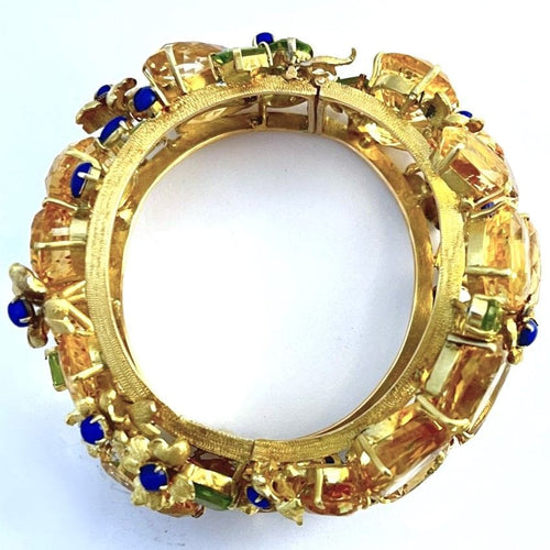 Bracelet Bracelet Style americain, or jaunet citrines, péridots et lapis lazuli 58 Facettes 175171
