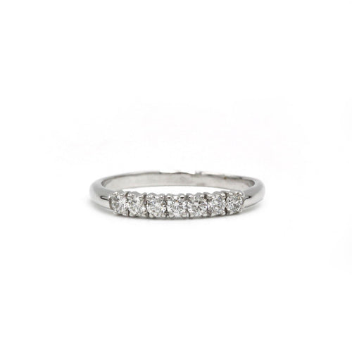 Bague 58 Demi-Alliance - Or blanc & Diamants 58 Facettes 250354R