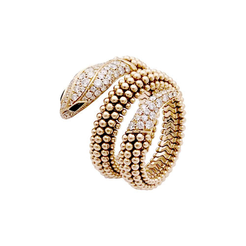 Bague 56 Bague Bulgari, "Serpenti" or rose, diamants et onyx. 58 Facettes 35177