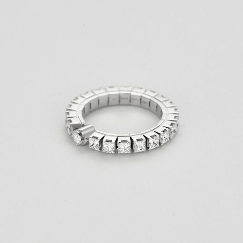 Bague 53 Bague souple en or blanc et diamants 58 Facettes JRW0022-53