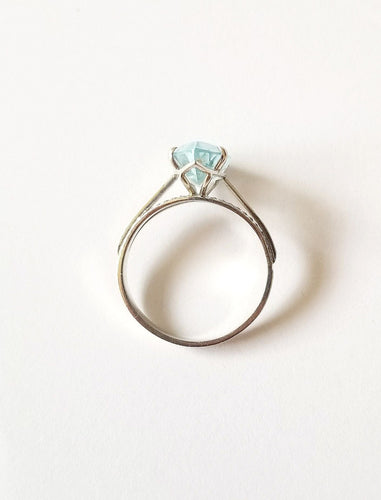 Bague 49 Bague or blanc aigue-marine 2.15 carats 58 Facettes