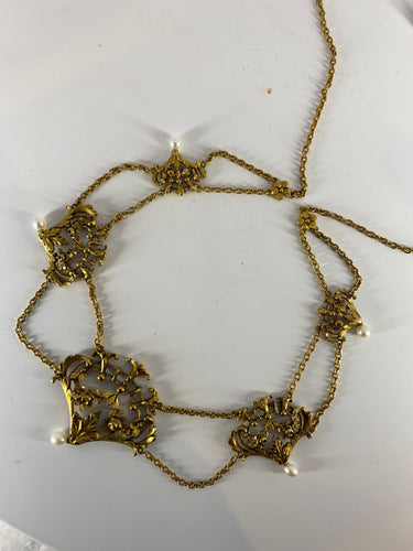 Collier Collier draperie en or 18 carats et perles, travail français vers 1880 58 Facettes AB37