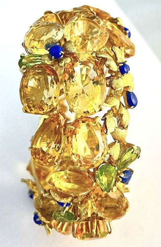 Bracelet Bracelet Style americain, or jaunet citrines, péridots et lapis lazuli 58 Facettes 175171