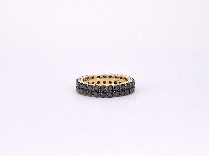 Bague 54 Bague d'éternité en or jaune avec diamants noirs 58 Facettes 2211