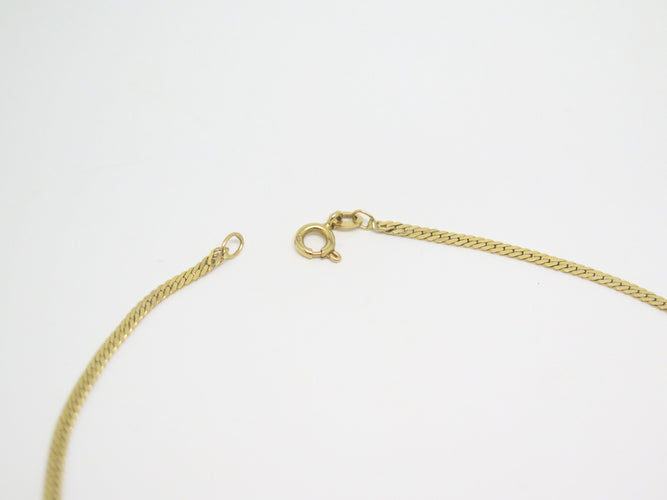 Collier Chaîne maille anglaise plate or jaune 14 carat 58 Facettes