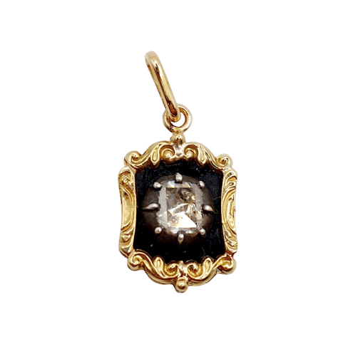 Pendentif Pendentif victorien or jaune et argent, diamant table 5mm (circa 1850) 58 Facettes A06304