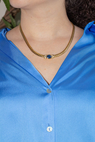 Collier Collier  Or jaune Saphir, Diamant 58 Facettes 4410624CN