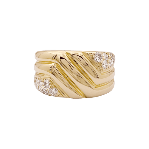 Bague 47 Bague godrons en or jaune et diamants. 58 Facettes 34440