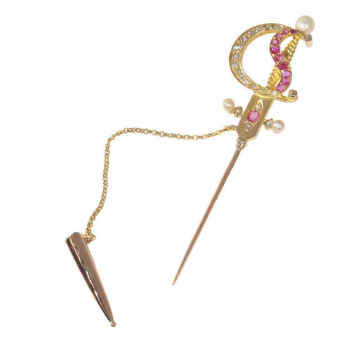 Montre Épingle en or antique en forme d'épée ornée de bijoux 58 Facettes 21092-0169