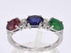 Pierścionek z białego złota z diamentami, szafirem, rubinem i szmaragdem