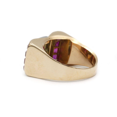 Bague 54 Bague TANK - Or jaune diamants et rubis 58 Facettes 1050