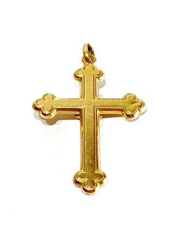 Pendentif Croix or rose et perles 58 Facettes