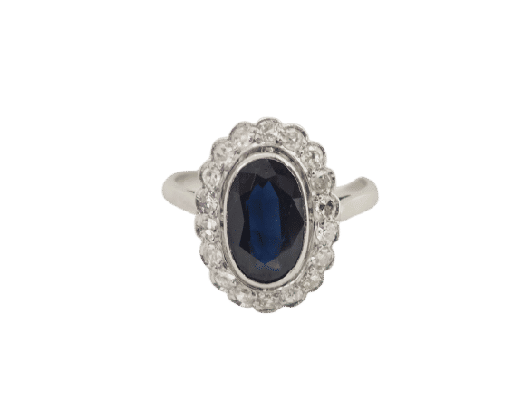 Bague 52.5 Bague Pompadour en or blanc, saphir et diamants 58 Facettes 33190