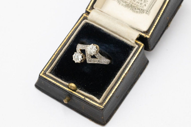 Bague 57 Bague en or Toi et Moi avec diamants taille brillant et taille rose. 58 Facettes 11220