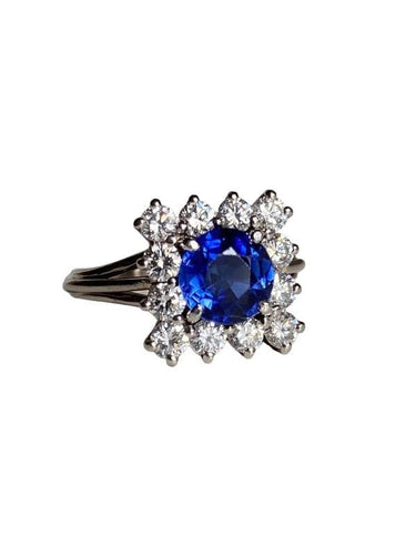 Bague 47 Bague or gris platine saphir diamants 58 Facettes