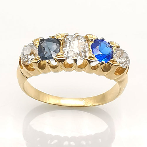 Bague 55 Bague ancienne or diamants et saphirs 58 Facettes