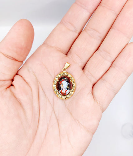 Pendentif Pendentif or rose plaque émaillée 58 Facettes A05511