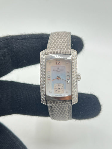 Montre Baume & Mercier Hampton Milleis Or blanc 18 carats et diamants 58 Facettes