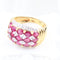 Bague Bague en or jaune 18 carats sertie de rubis ovales et de diamants 58 Facettes 132984