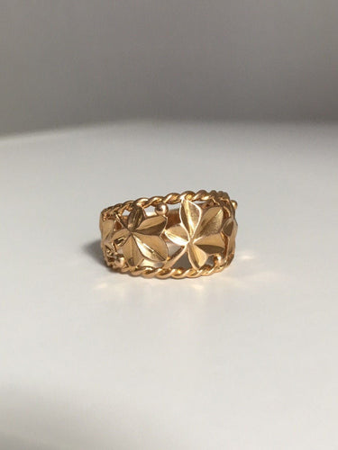 Inel din aur galben cu motiv vegetal 