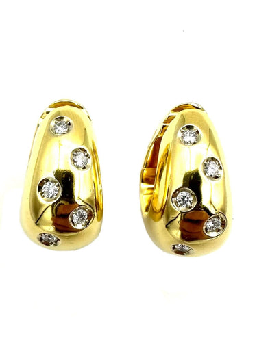 Boucles d'oreilles POMELLATO. Boucles d'oreilles vintages or jaune et diamants 58 Facettes