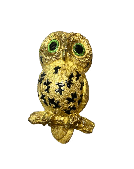 Broche HERMES PARIS - BROCHE VINTAGE HIBOU OR JAUNE EMAIL 58 Facettes 240464