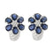 Boucles d'oreilles Boucles d'oreilles fleurs en or blanc, diamants et saphirs 58 Facettes 240725