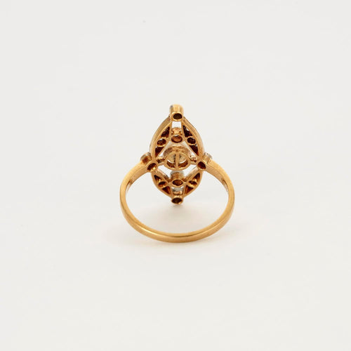 Bague 48 Bague or jaune et gris perle et diamants 58 Facettes GU54