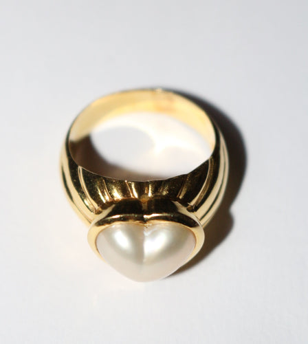 Bague 57 Bague Coeur Perle Mabé or jaune 58 Facettes 563