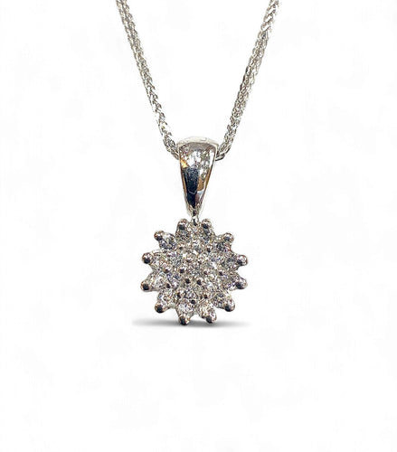 Collier Collier chaîne + Pendentif fleur en or et diamants 58 Facettes