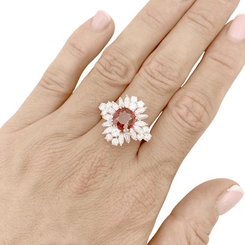 Bague 56 Bague jupe or blanc rubis 1,57 cts et diamants. 58 Facettes 34789