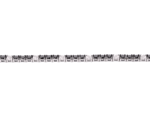 Bracelet Bracelet de tennis en or blanc serti de diamants noirs et blancs 58 Facettes 2119