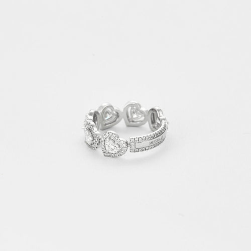 Bague 52 Messika - Alliance Joy Cœur Multi en or blanc et diamants 58 Facettes