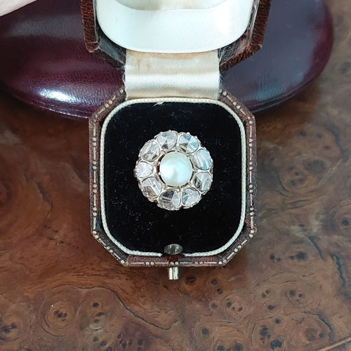 Bague 51 Bague Art Nouveau "Anima" or rose, demi-perle, diamants (1900) 58 Facettes 204