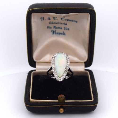 Bague 53 Opale ajourée Art Déco 58 Facettes