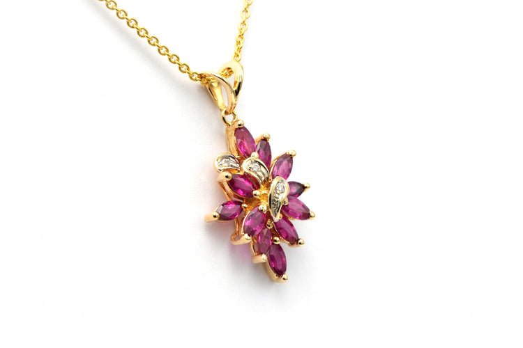 Pendentif Pendentif contemporain or jaune, rubis et diamants (+-0.042ct) 58 Facettes B739