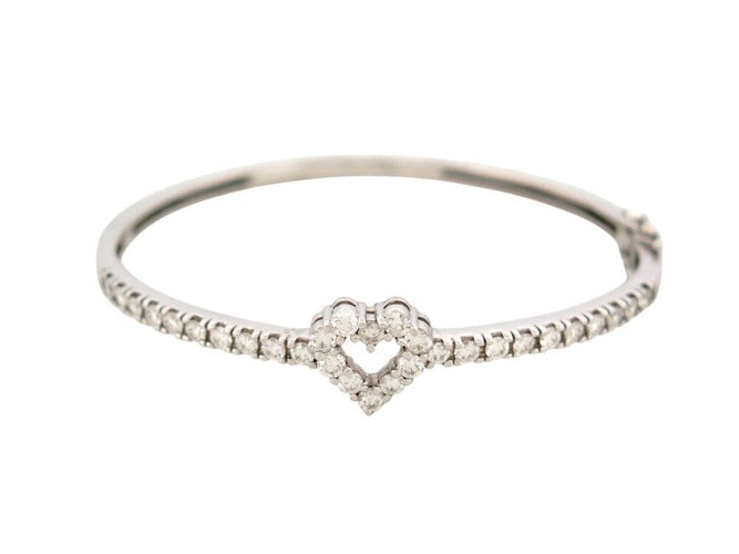 Bracelet bracelet jonc coeur serti 30 diamants 1.55ct t15 or blanc 18k 10gr 58 Facettes 267662