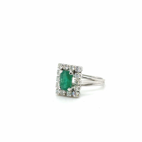 Bague 48 Bague Vintage Or blanc - Emeraude et Diamants 58 Facettes 1.0001674/1