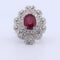 Bague 54 Bague en or blanc avec rubis, diamants et baguettes 58 Facettes