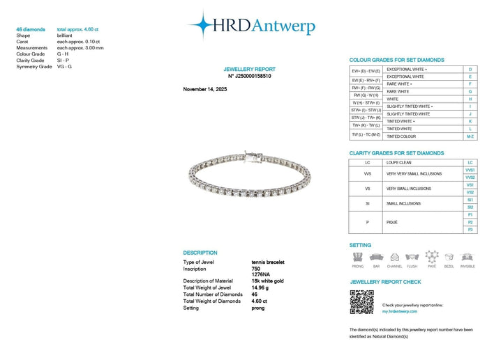 Bracelet Bracelet en or blanc 18 carats et diamants naturels 58 Facettes