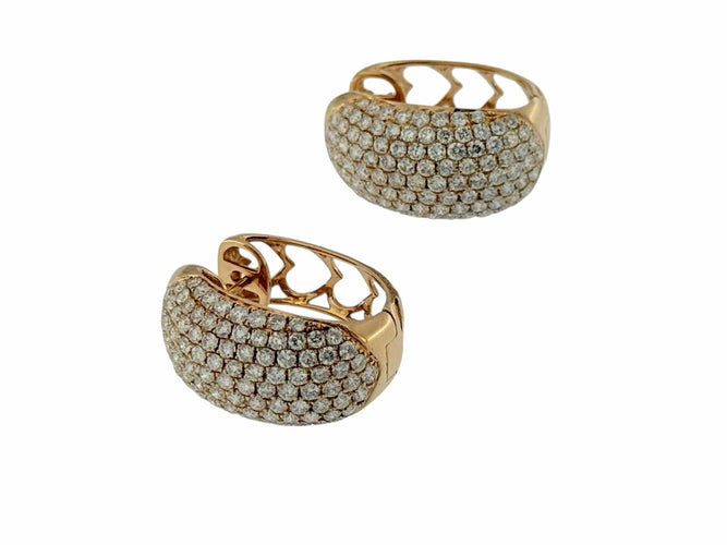 Boucles d'oreilles Créoles or rose avec diamants naturels 58 Facettes