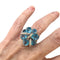 Bague 49 BAGUE AU DESIGN CONTEMPORAIN en OR 18 carats avec DIAMANTS et TOPAZE SUISSE 58 Facettes Q267B