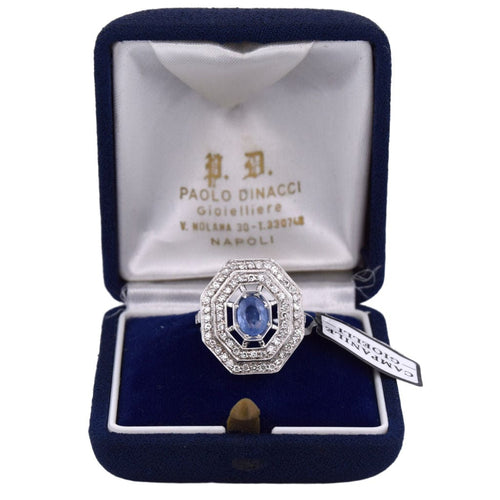 Bague 54 Bague Art Déco en or, saphir et diamants 58 Facettes