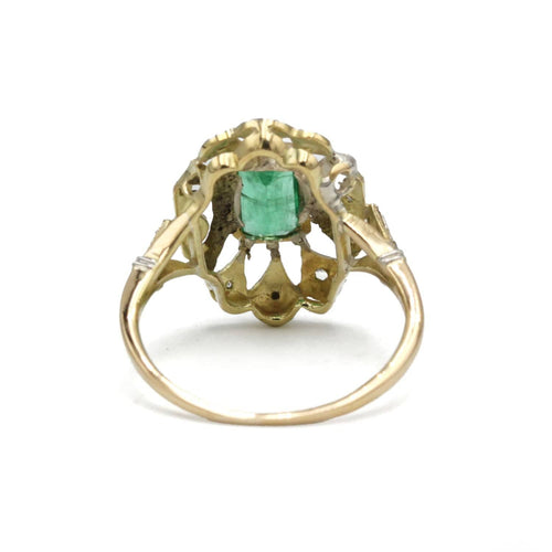 Bague 54 Bague or jaune 750 diamants et émeraude 58 Facettes 1302