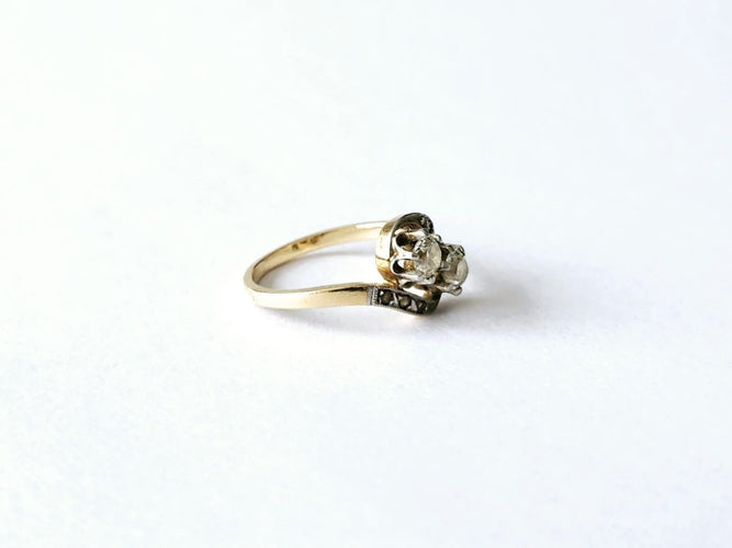 Bague 51 Bague Toi et Moi or jaune Diamants 58 Facettes