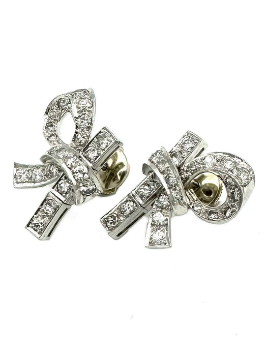 Boucles d'oreilles Art-Déco en platine et diamants 58 Facettes